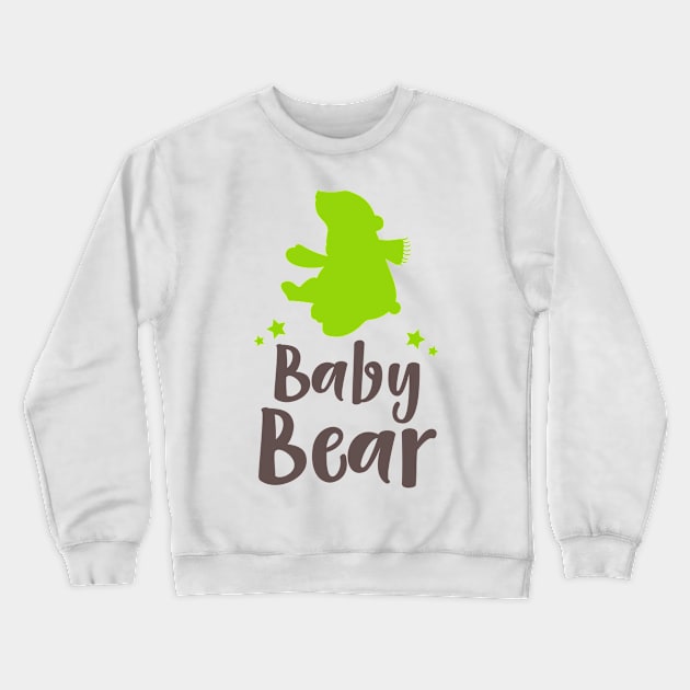 Baby Bear, Bear Cub, Cute Bear, Stars - Green Crewneck Sweatshirt by Jelena Dunčević